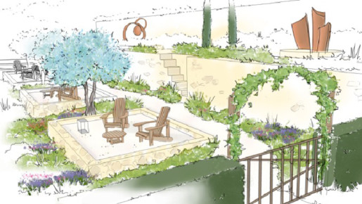 Jardin en terrasses, schéma d'intention du paysagiste Florian Degroise