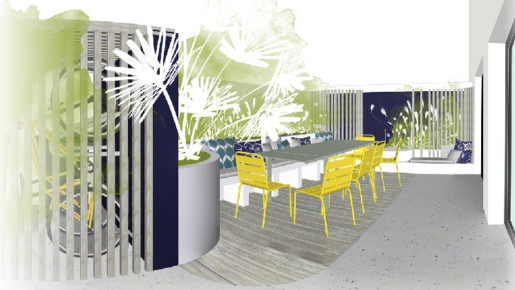 Terrasse, un espace de partage - 40 m2, ambiance végétale créé par le paysagiste Maxime Arnoux