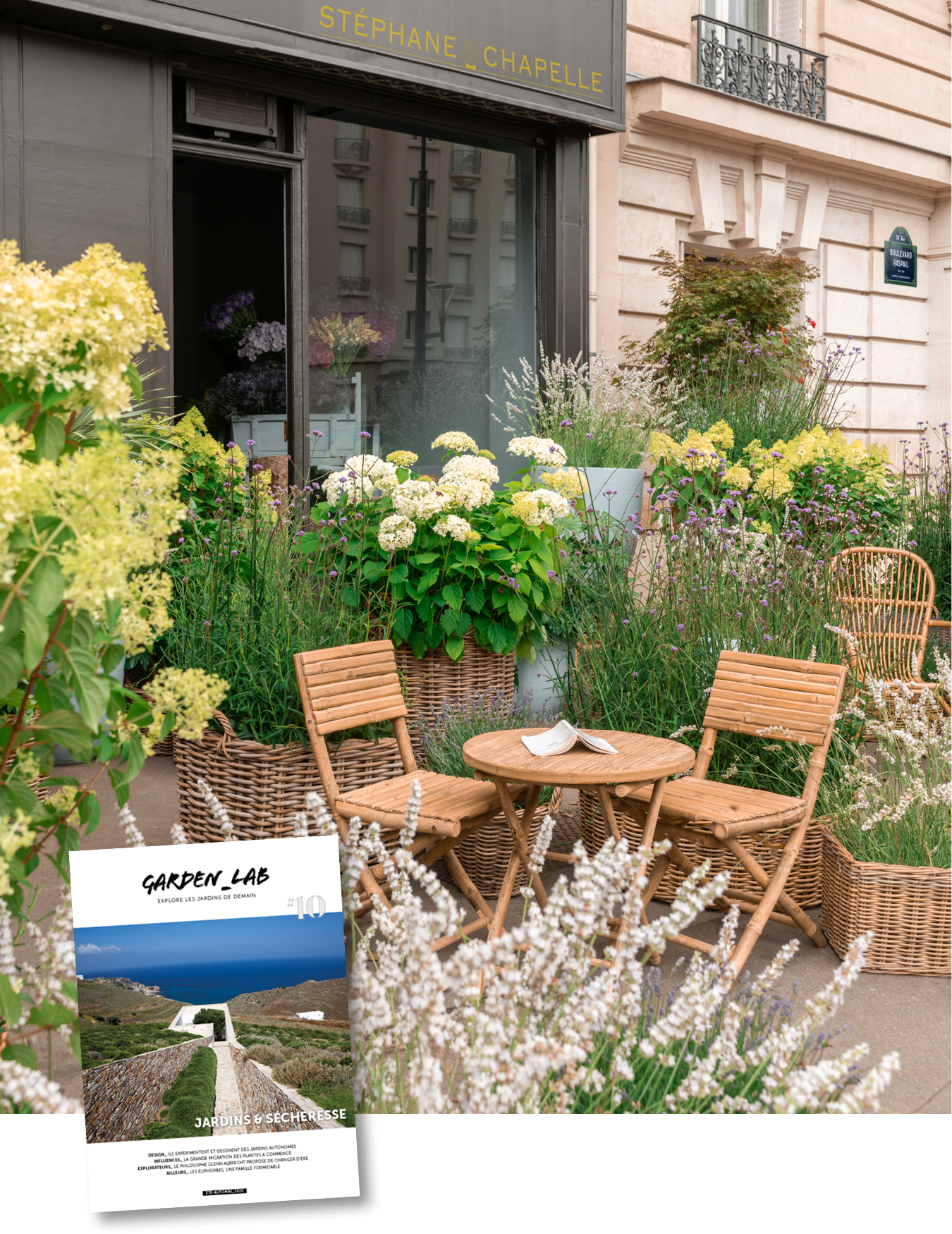 Soirée de lancement, revue Garden_Lab#10, à la boutique atelier Stéphane Chapelle, boulevard Raspail, Paris.