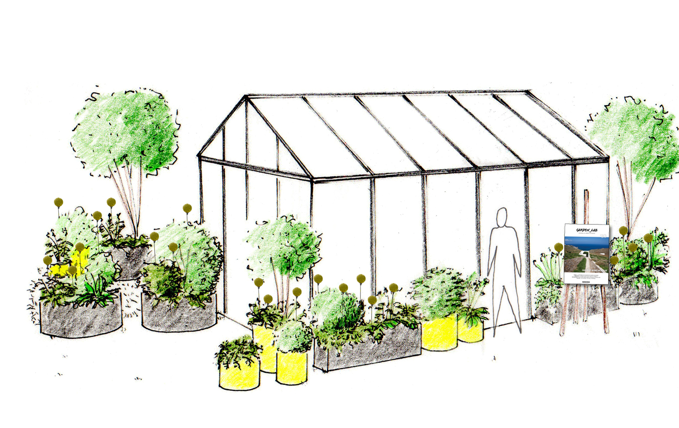 Stand Garden_Lab, Fête des plantes de Saint-jean-de-Beauregard. Conception Céline Bertin, Géraldine Carré, sculptures Claude Pasquer.